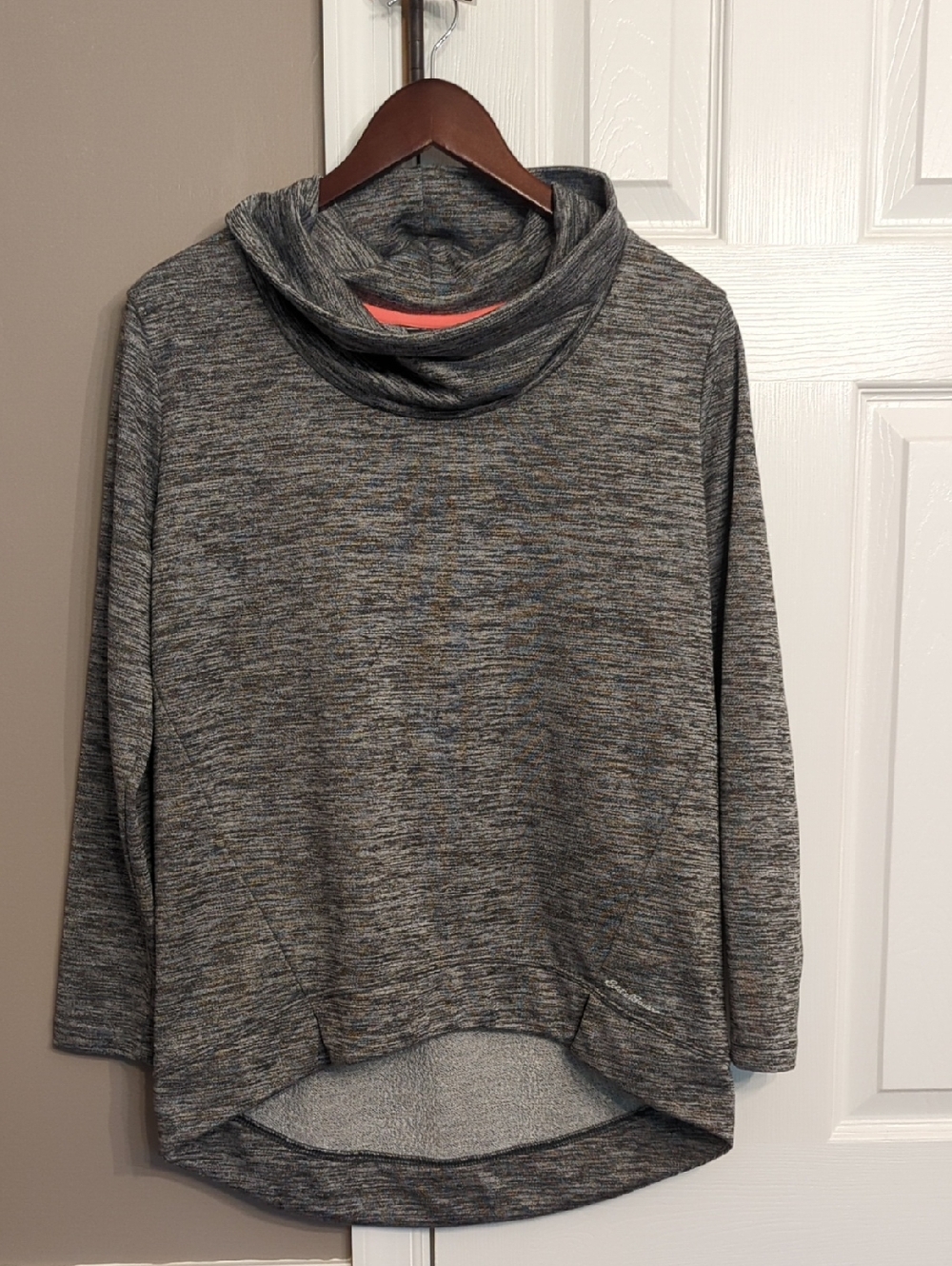 Women's Gray Marled Cowl Neck Sweatshirt